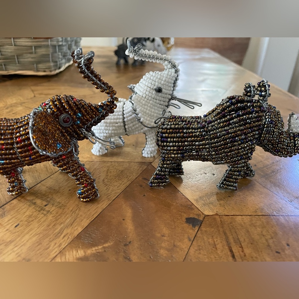 Set of 12: African Handmade Beaded Safari Wildlife Animals Home Accent Decor
